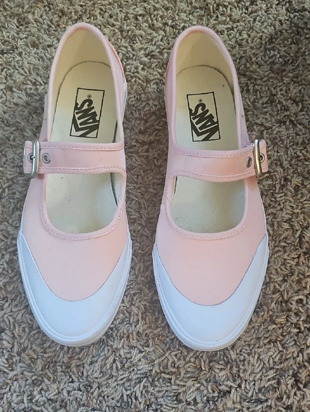 Vans Kids Pale Pink Mary-Jane Sneakers with White Toe